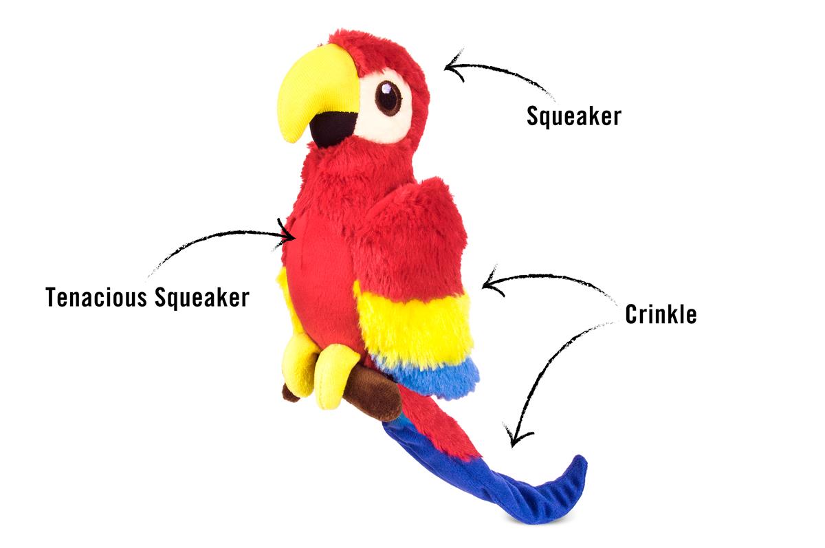 Fetching Flock Collection Paula the Parrot m/Chew Guard